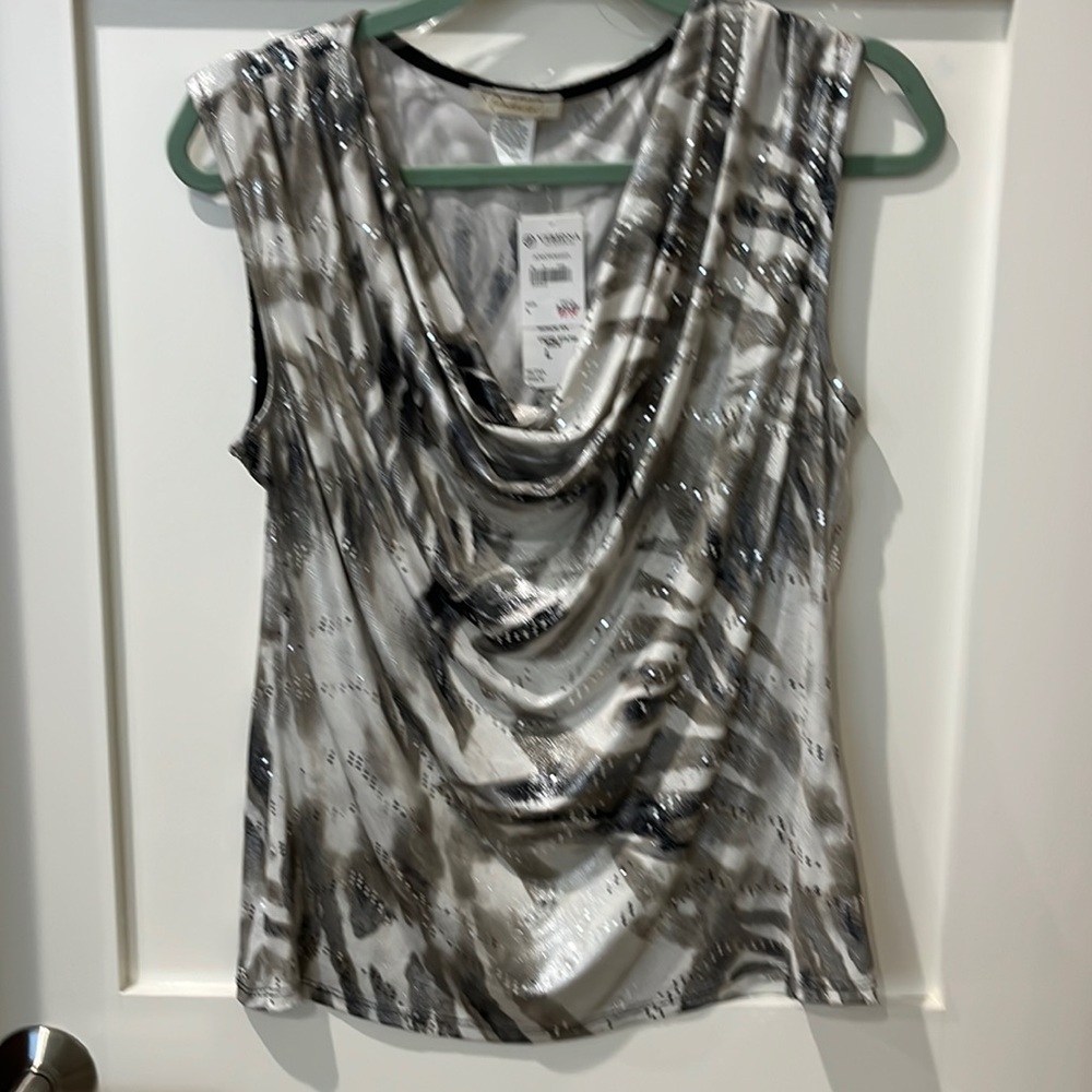 Prelude Sleeveless top size  large. Scooped neck with drape.